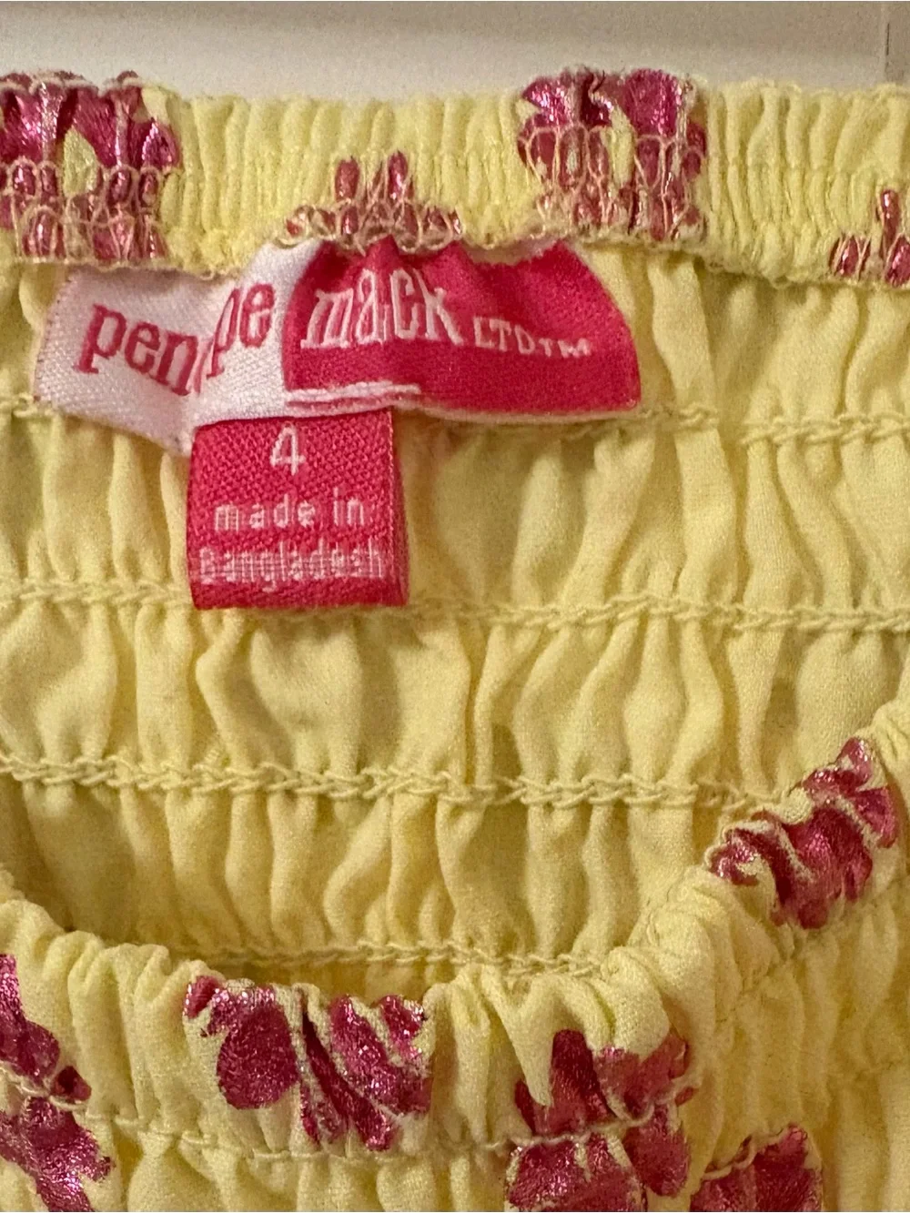 Penelope Mack Yellow Pink Floral Smocked Sundress Dress Girls Size 4